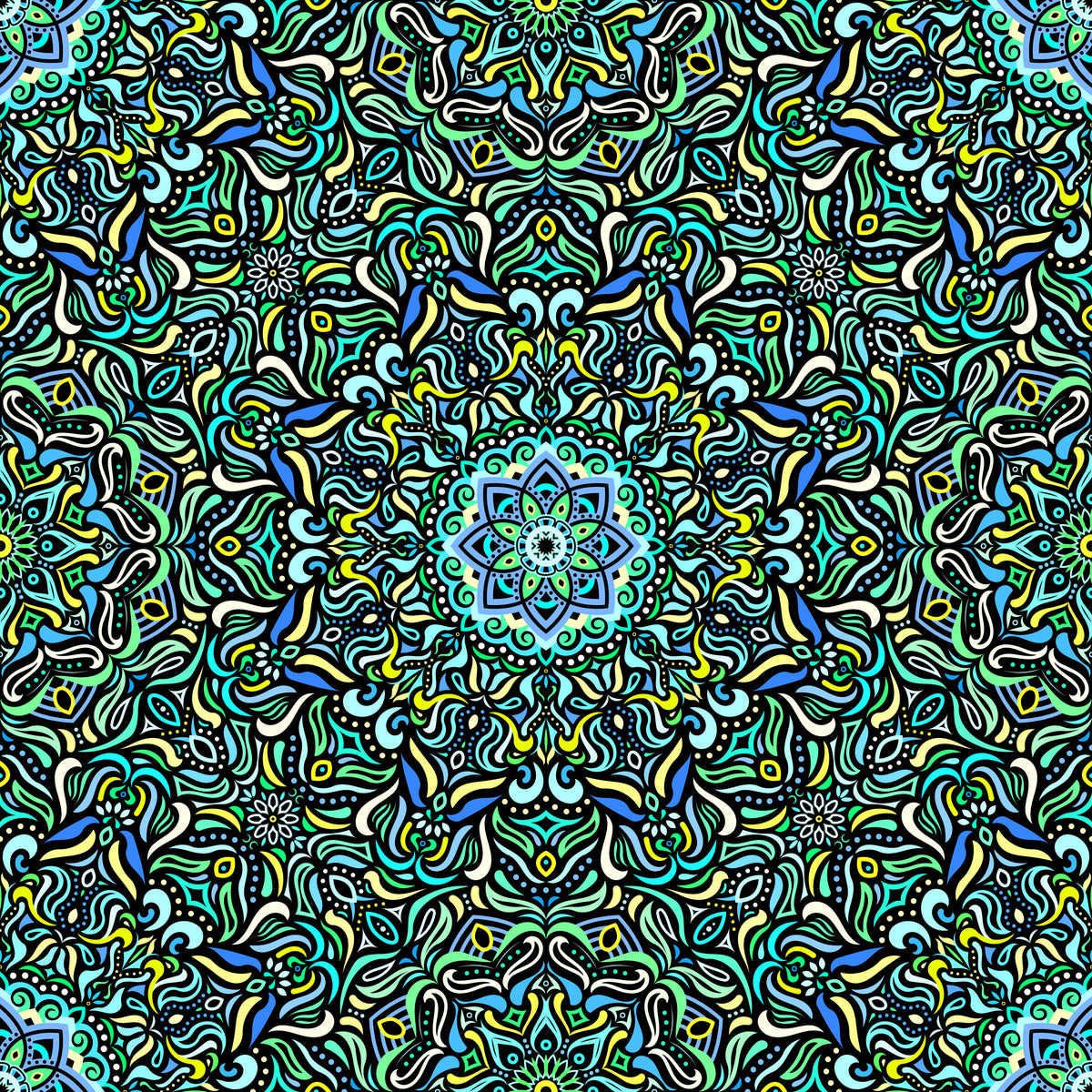 Turquoise - Green - Blue Mandala Fabric 2009.1