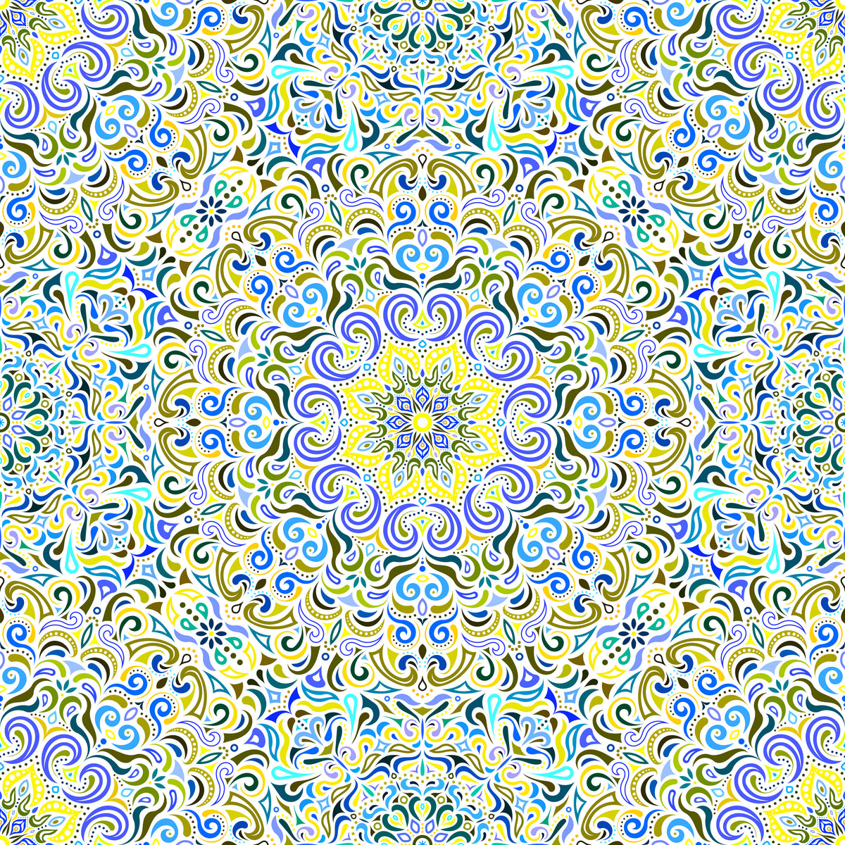Yellow - Blue Mandala Fabric 2007.1i