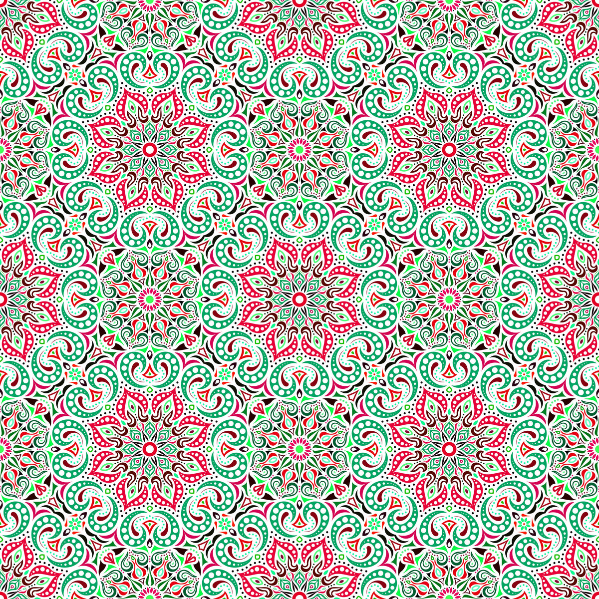 Green - Red Mandala Fabric 2007.3i