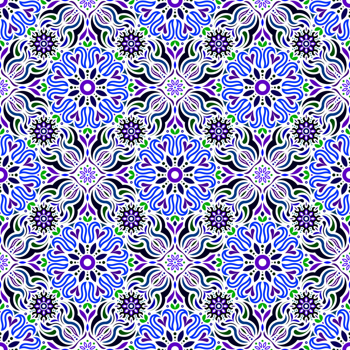 Blue - Green - Purple Mandala Fabric 2009.2i