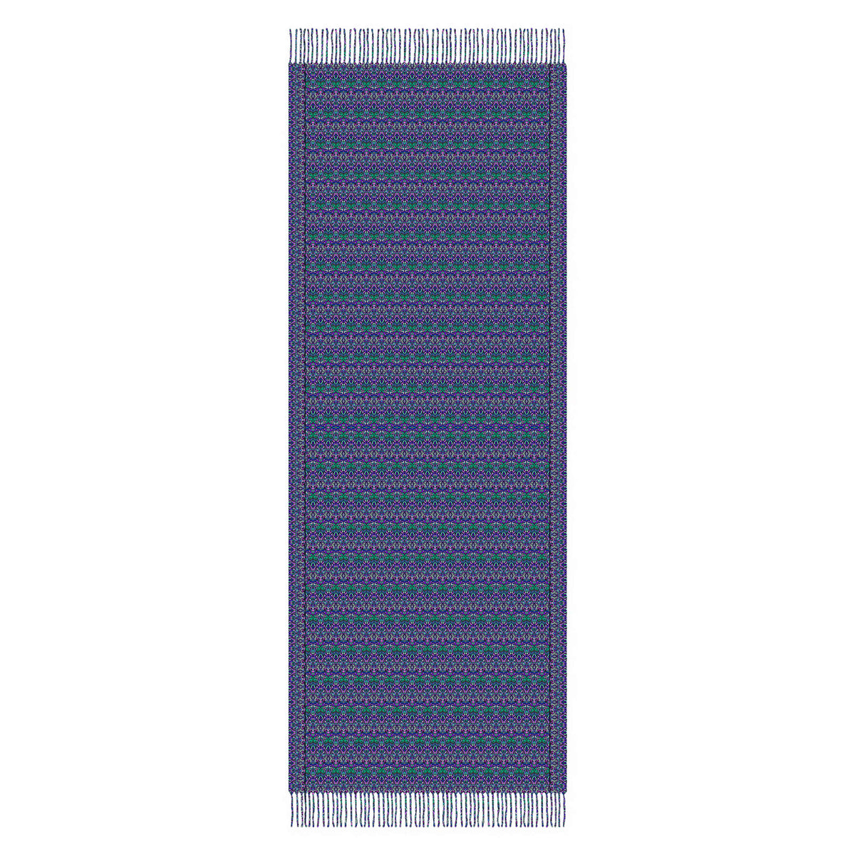 Turquoise - Purple - Blue Abstract Doodle Scarf with Tassels