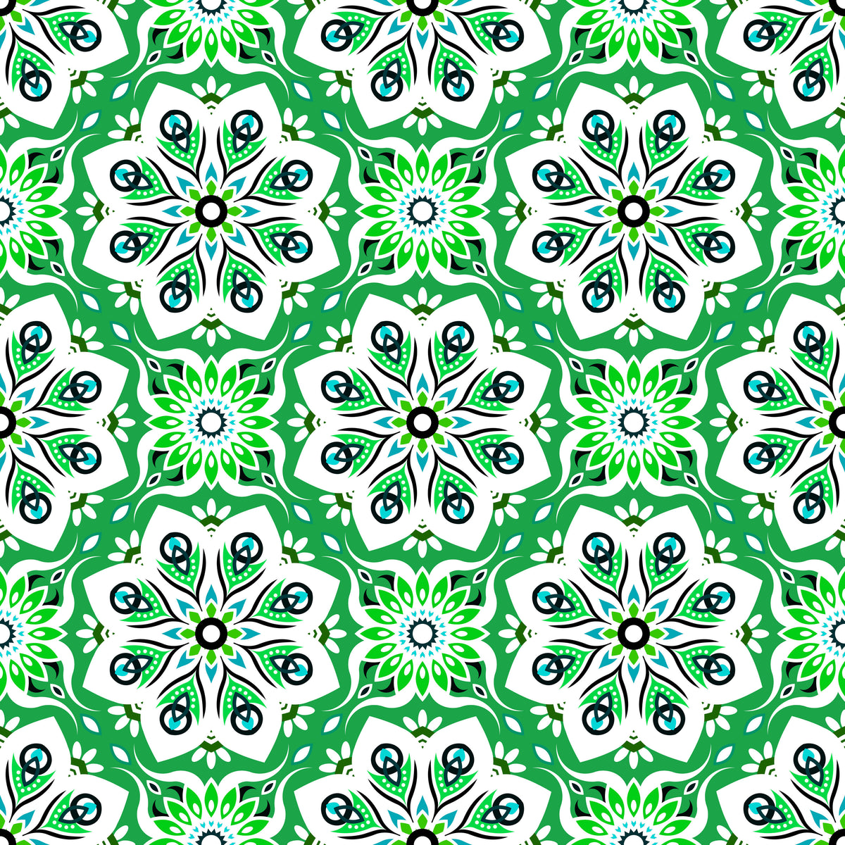 Green - Turquoise Mandala Fabric - 236i