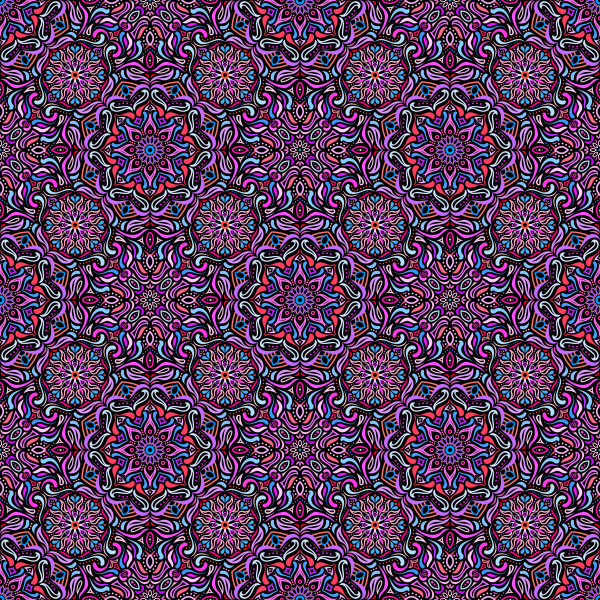 Blue - Red - Purple Mandala Fabric 2009.4