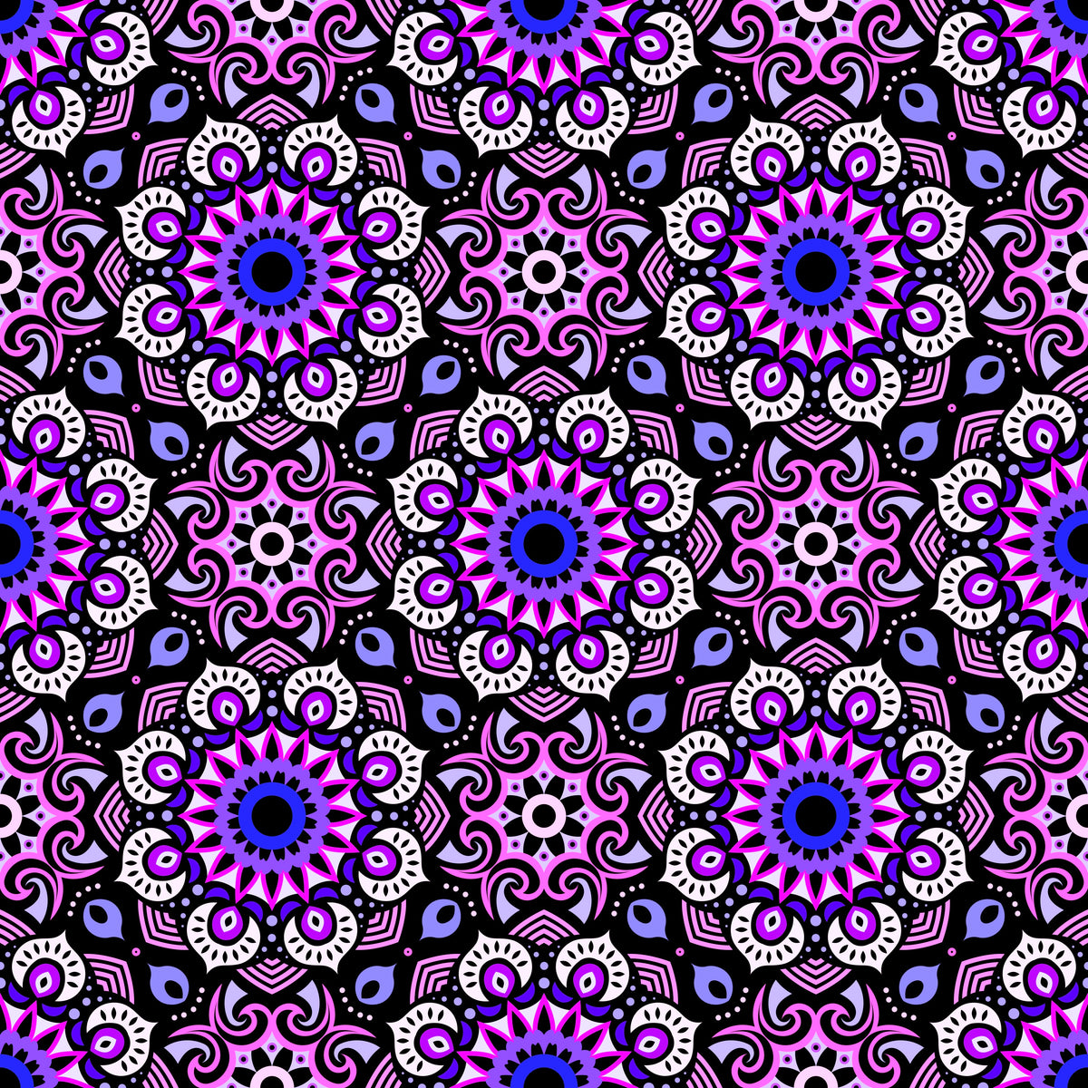 Purple -  Blue - Pink Mandala Fabric - 193