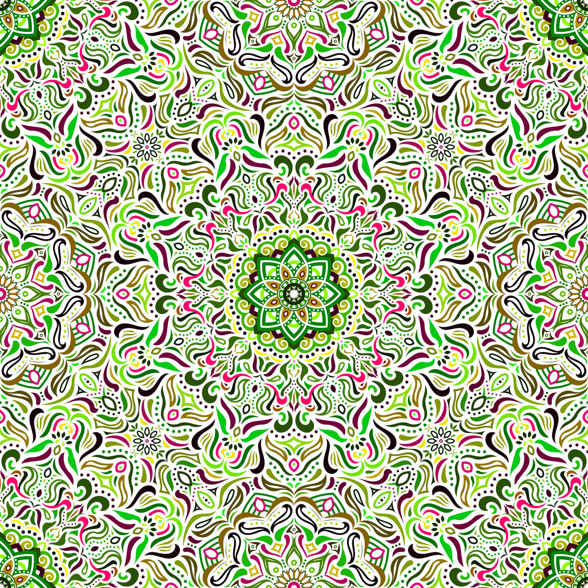 Green - Red Mandala Fabric 2009.1i