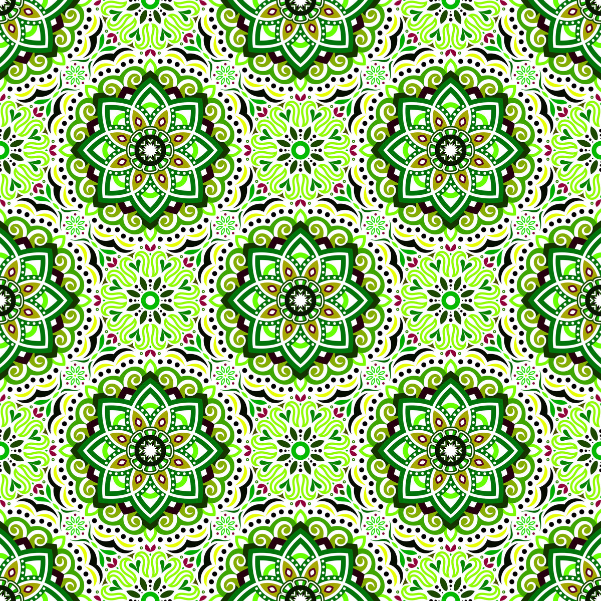 Green - Burgundy Mandala Fabric 2009.3i