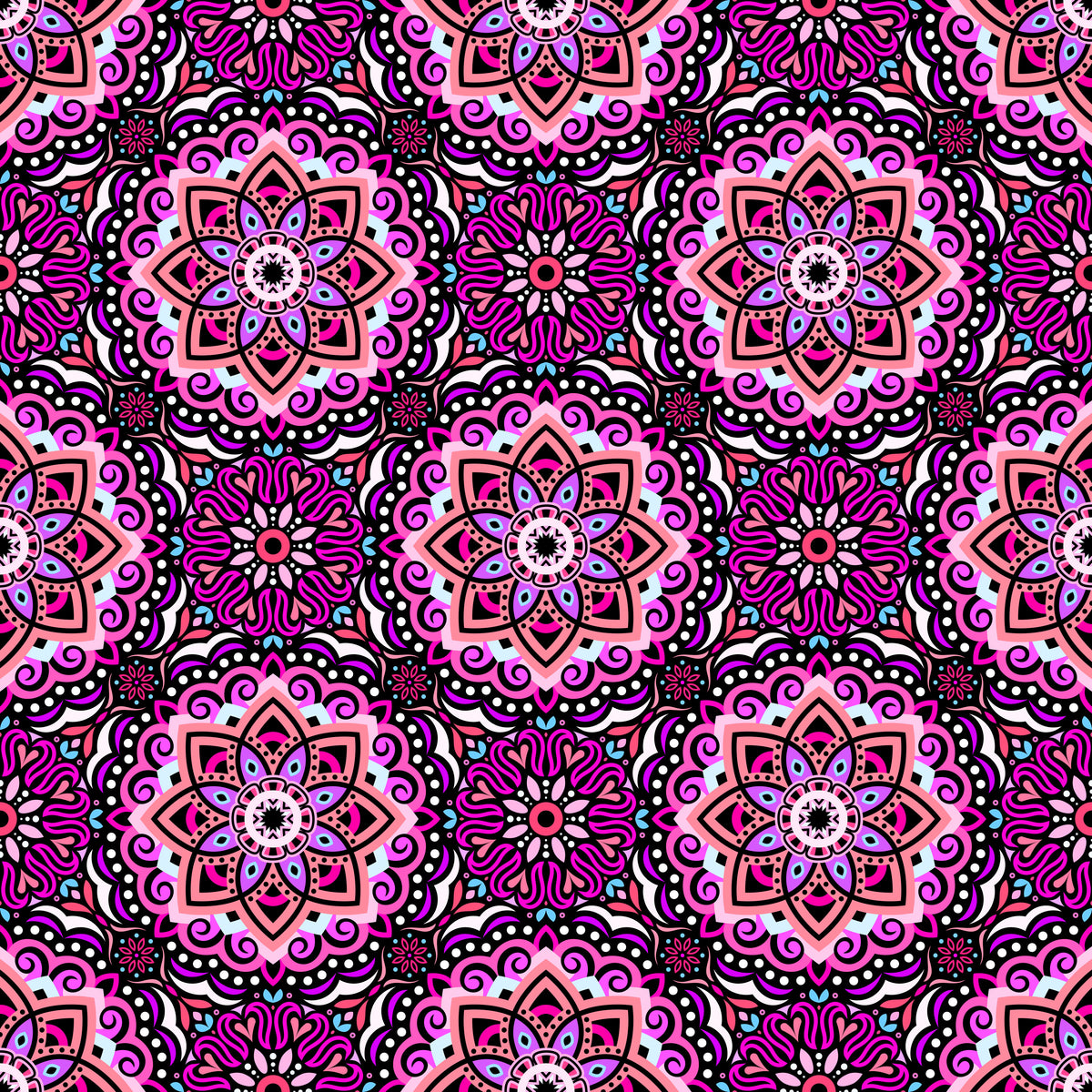 Pink - Purple - Blue Mandala Fabric 2009.3