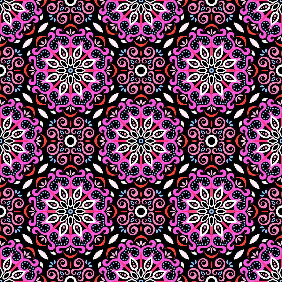Pink - Red - Blue Mandala Fabric - 165
