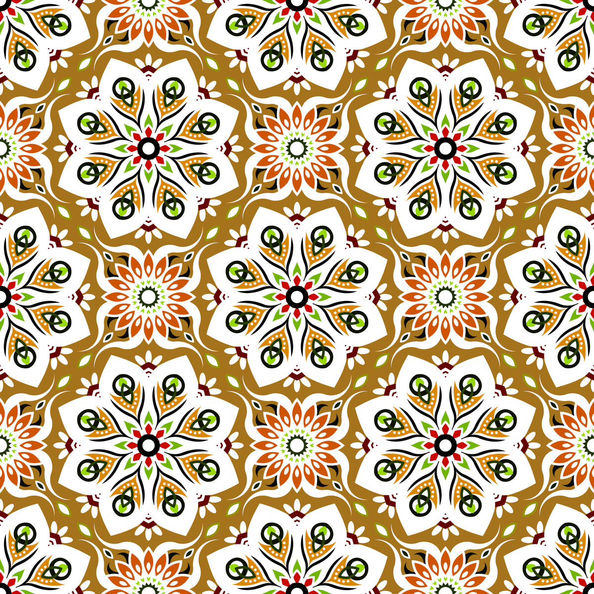 Yellow - Orange - Green Mandala Fabric - 236i