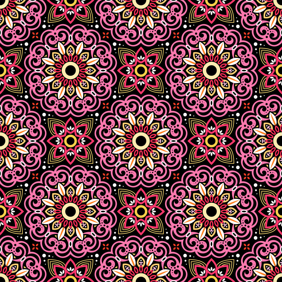 Red - Yellow Mandala Fabric - 149
