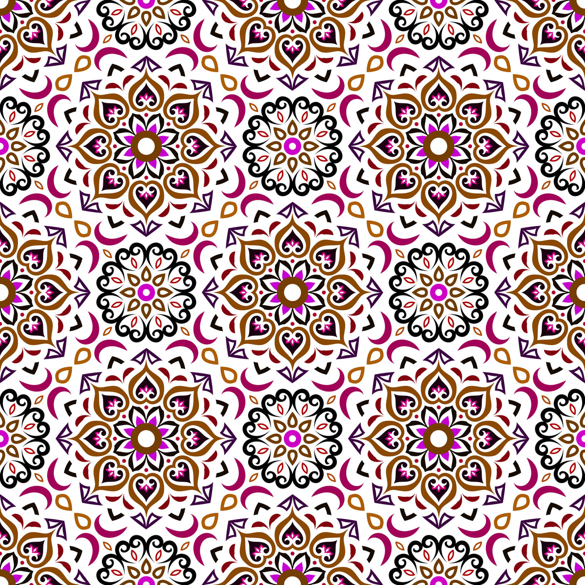 Brown - Maroon Mandala Fabric - 213i