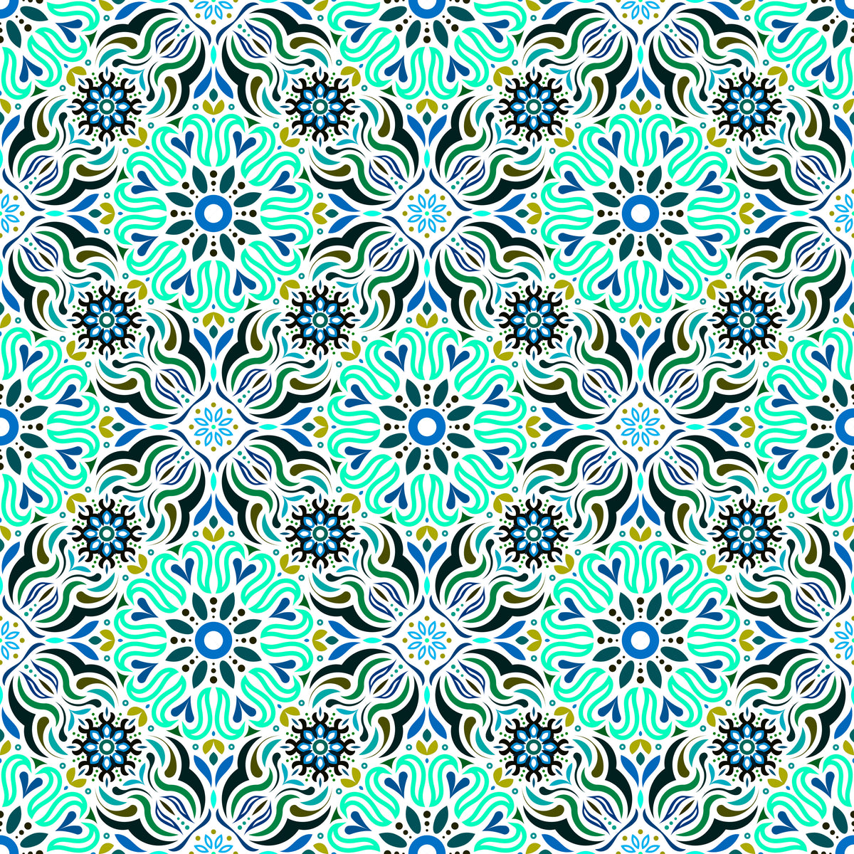 Turquoise - Green - Blue Mandala Fabric 2009.2i