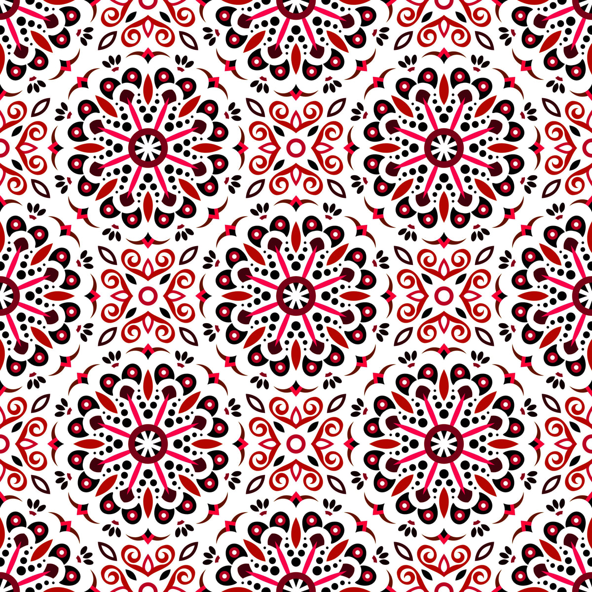 Red Mandala Fabric - 156i