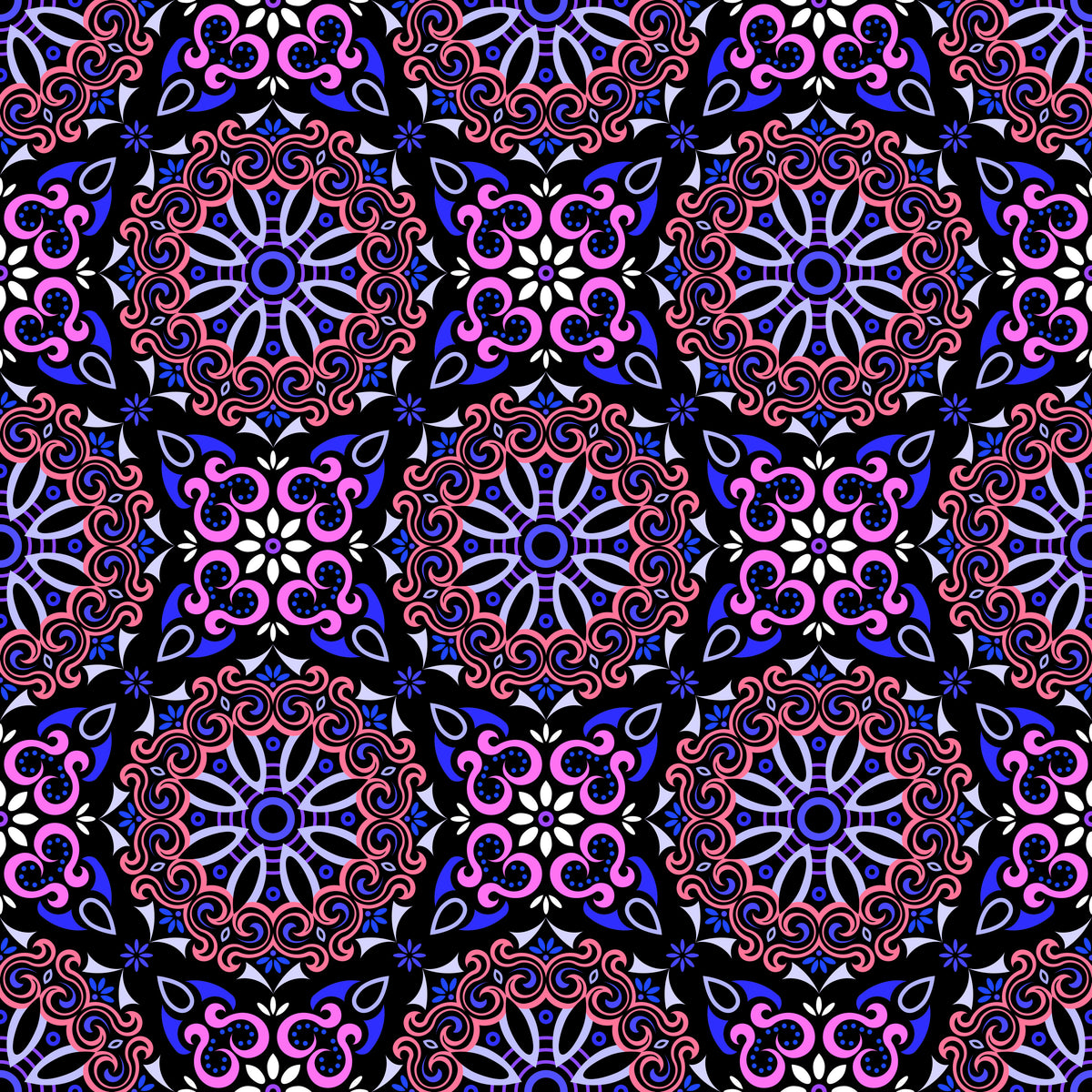 Pink - Blue Mandala Fabric - 166