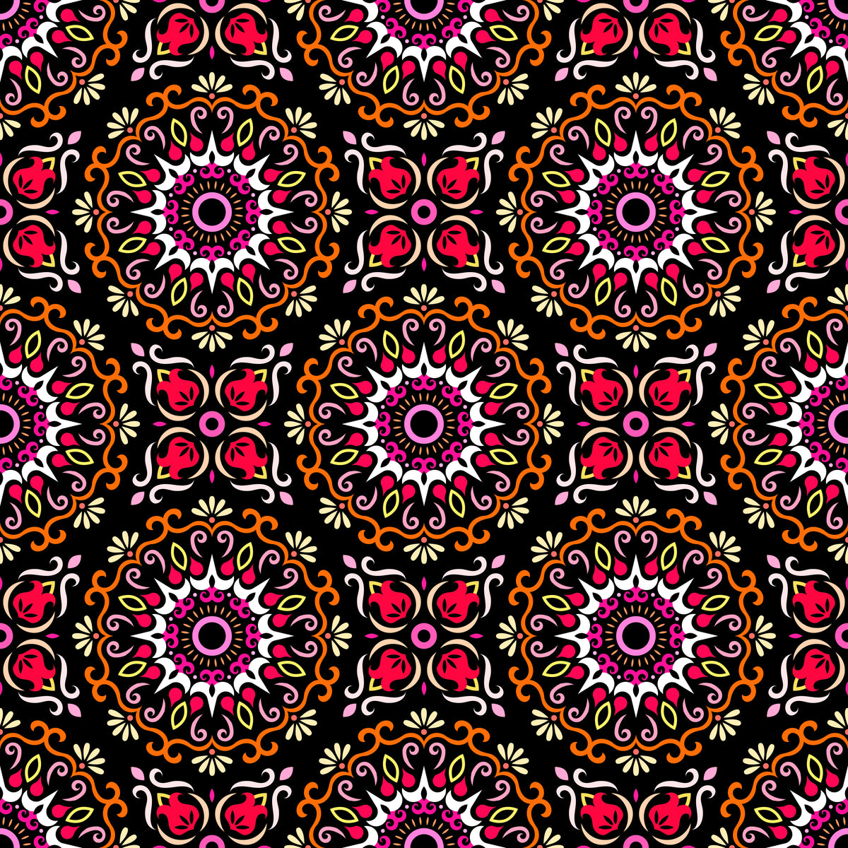 Orange - Red - Yellow Mandala Fabric - 174
