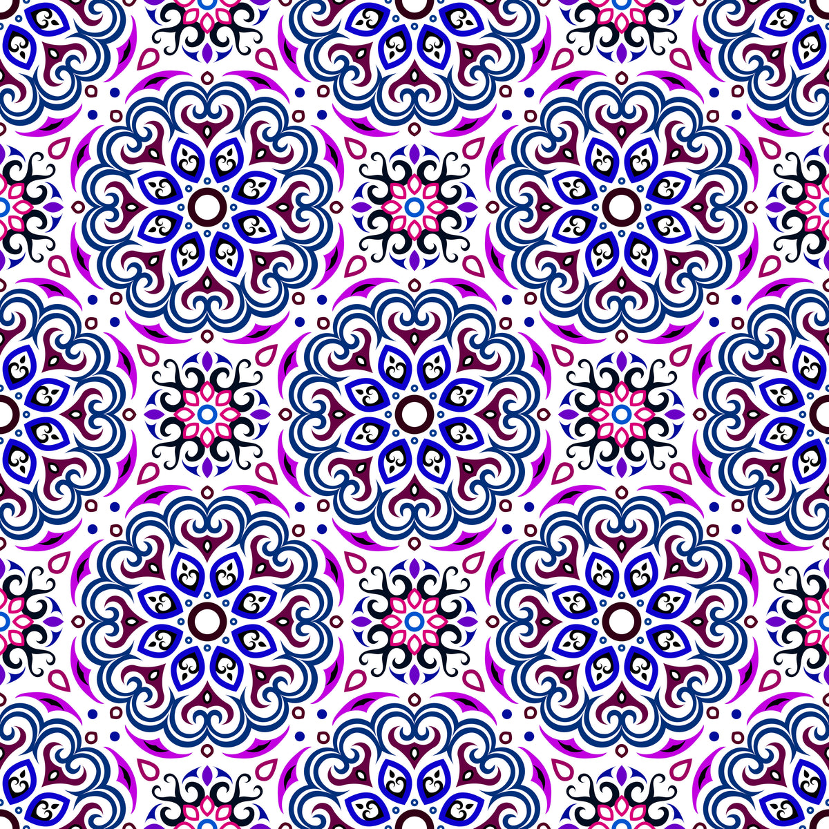 Blue - Purple - Red Mandala Fabric - 155i