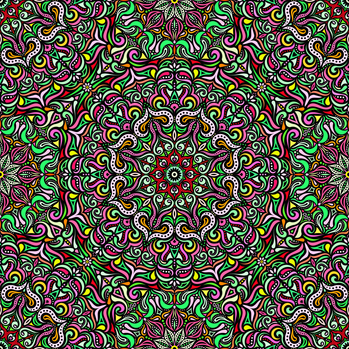 Green - Red - Yellow Mandala Fabric 2006.3