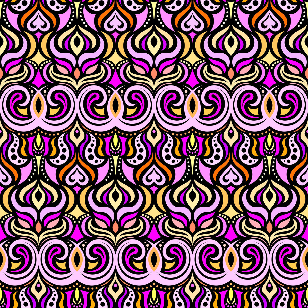 Pink - Orange - Yellow Abstract Doodle Fabric 1009.7