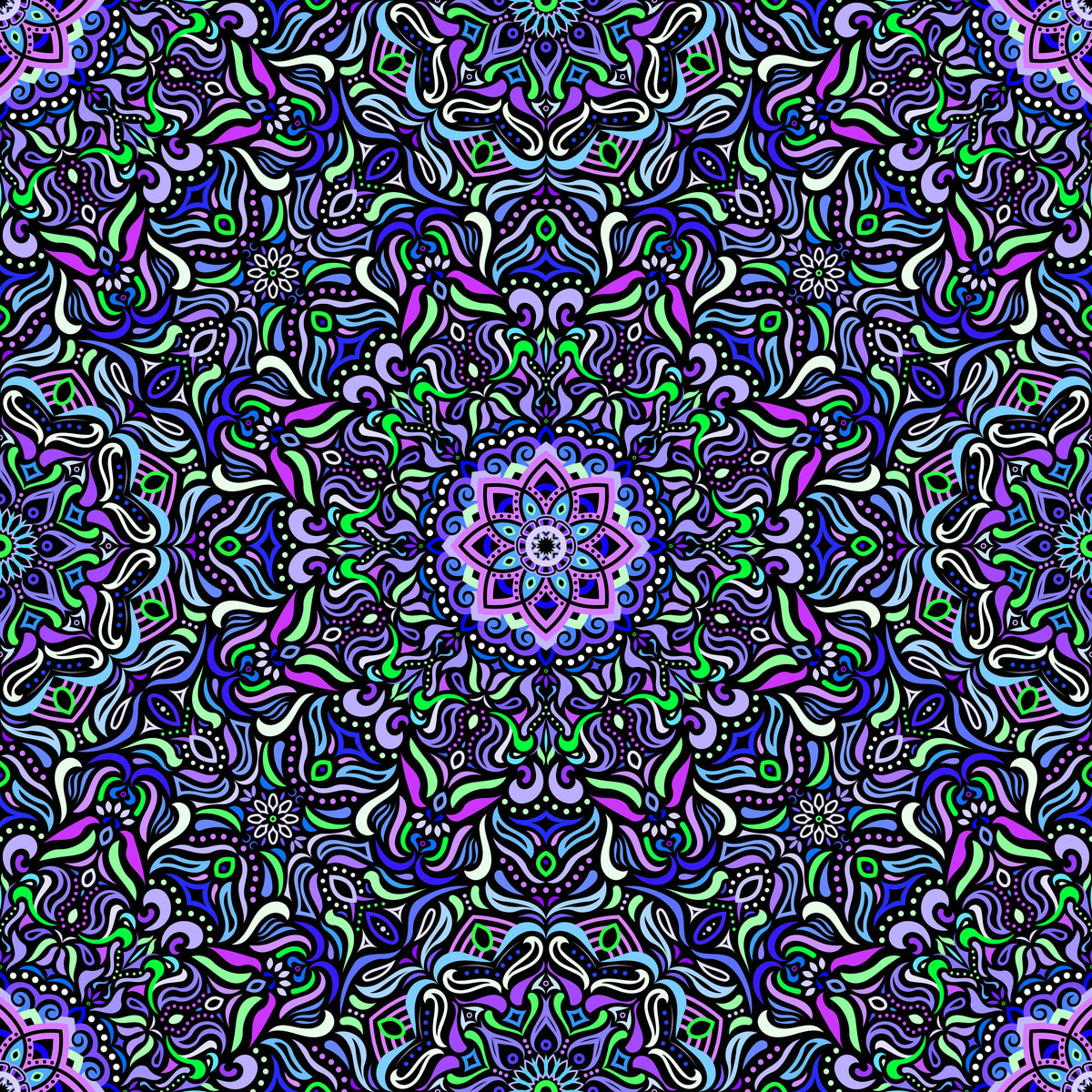Purple - Green - Blue Mandala Fabric 2009.1