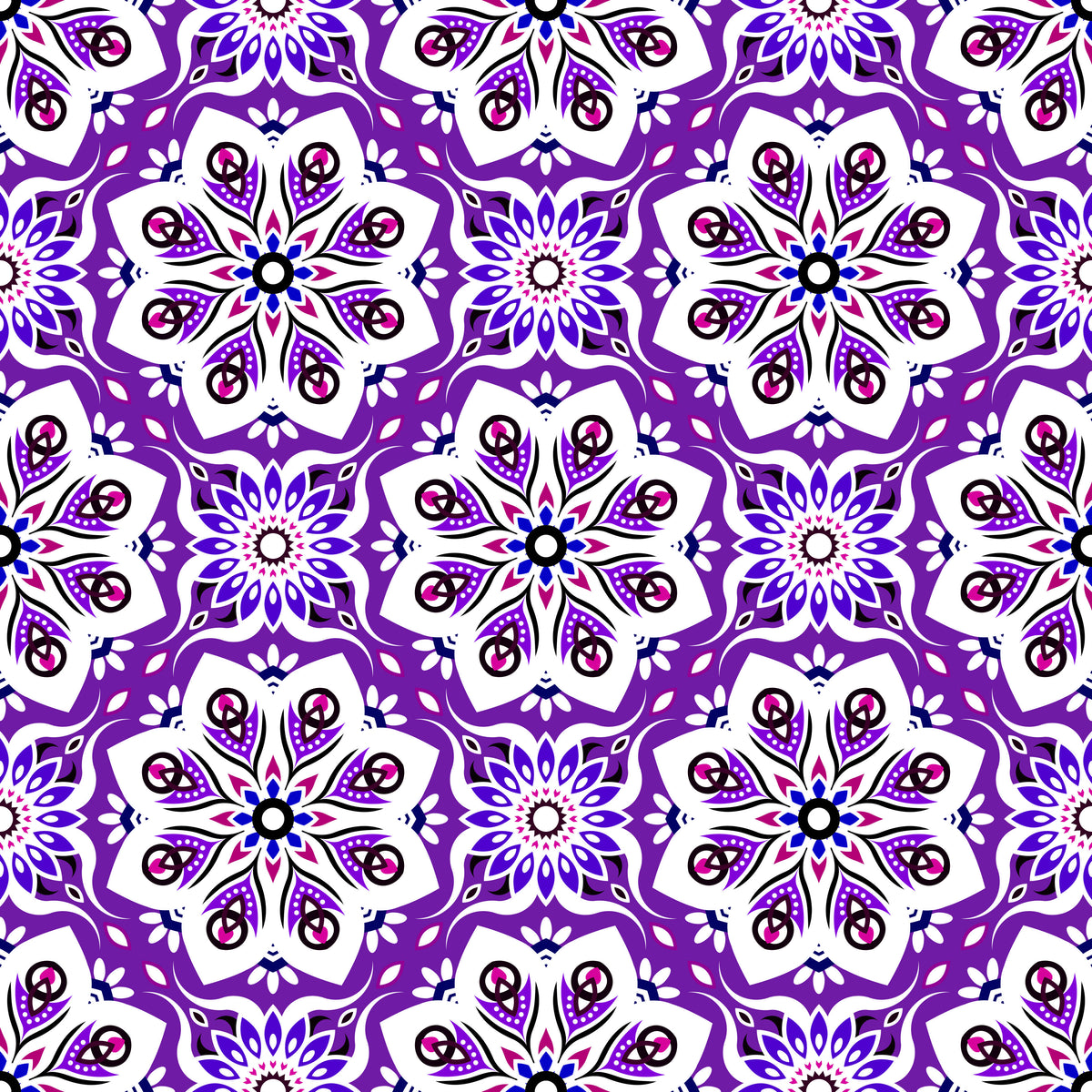 Purple - Blue - Pink Mandala Fabric - 236i
