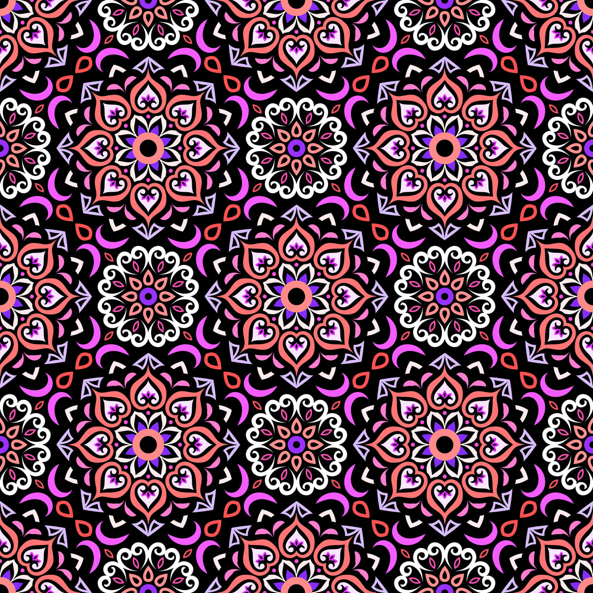 Red - Purple Mandala Fabric - 213