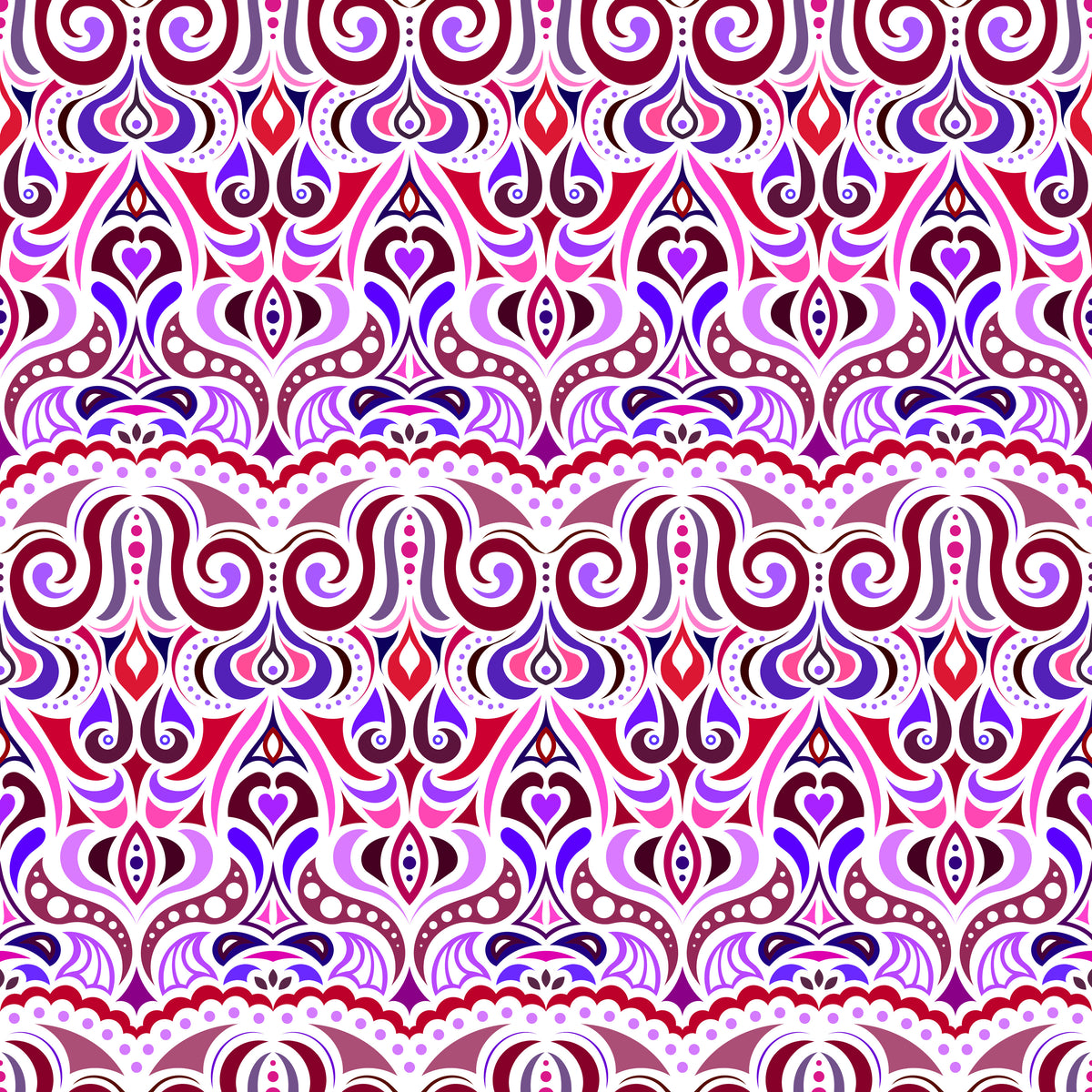 Red - Purple - Pink Abstract Doodle Fabric 1010.2i