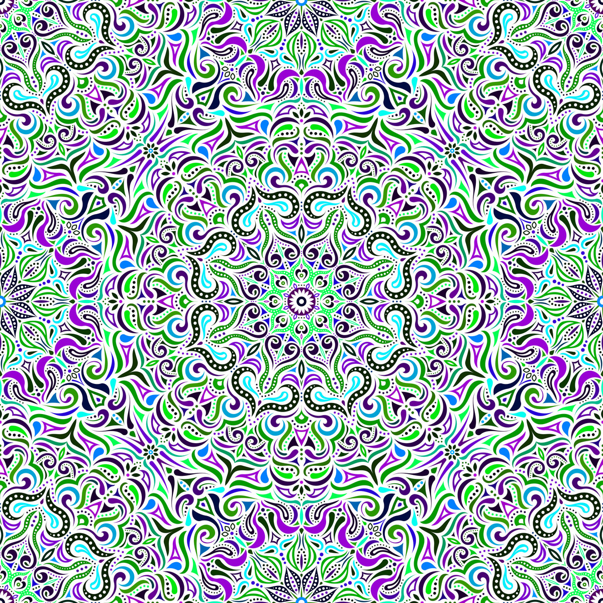 Green - Purple - Blue Mandala Fabric 2006.3i