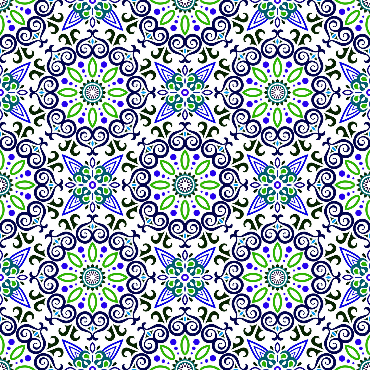 Blue - Green Mandala Fabric - 138i