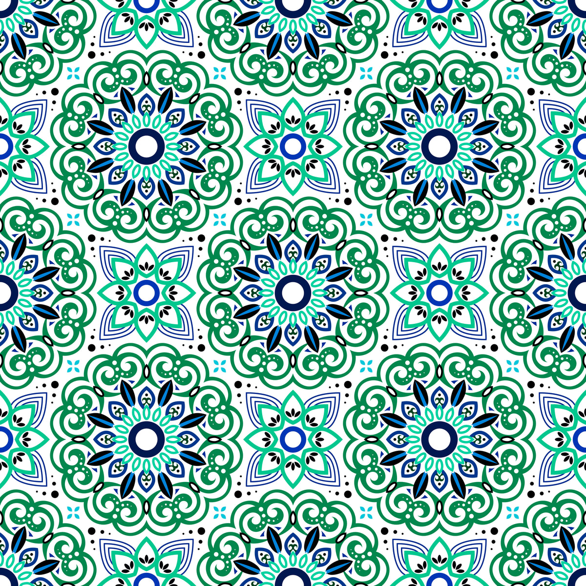 Turquoise - Blue Mandala Fabric - 149i