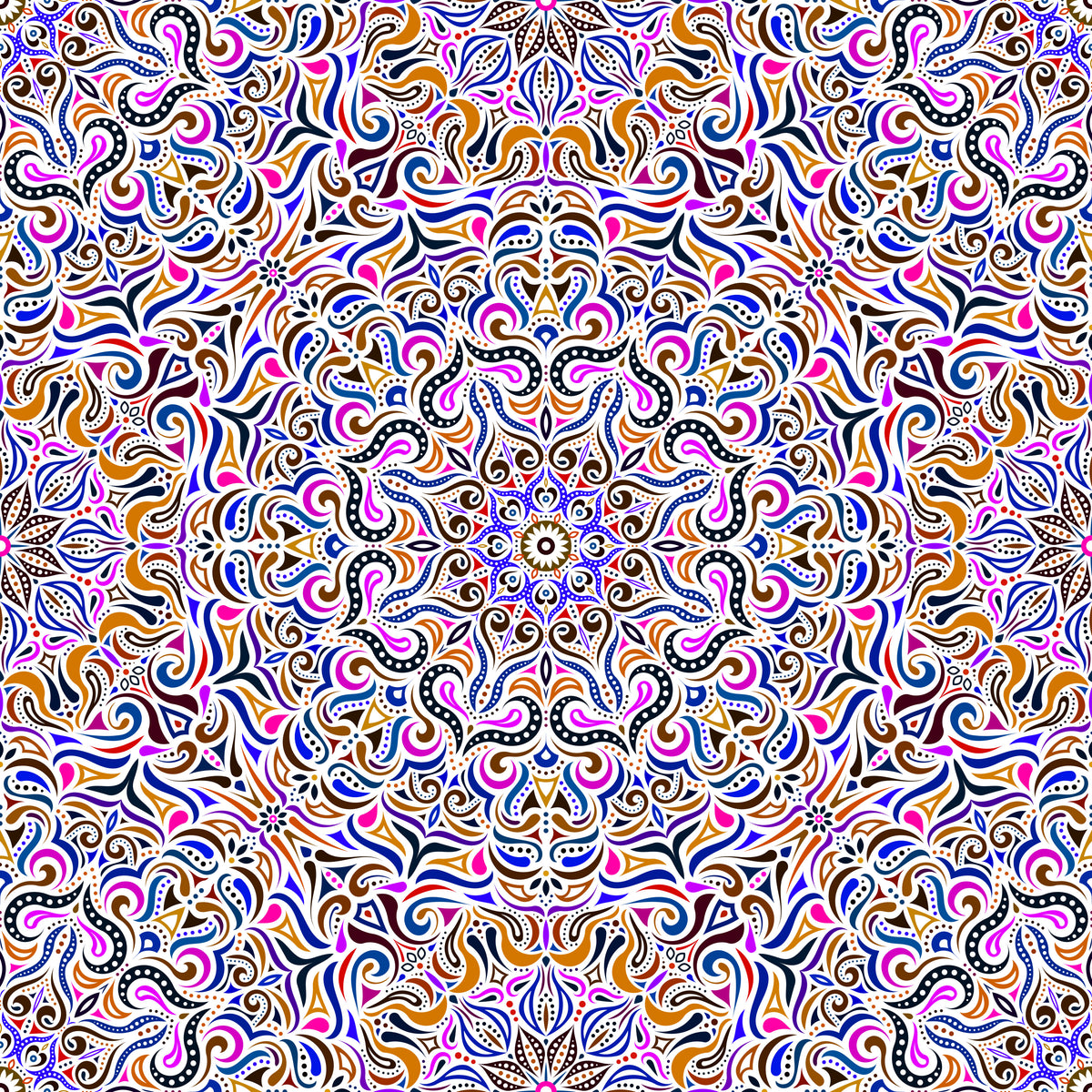 Pink - Brown - Blue Mandala Fabric 2006.3i