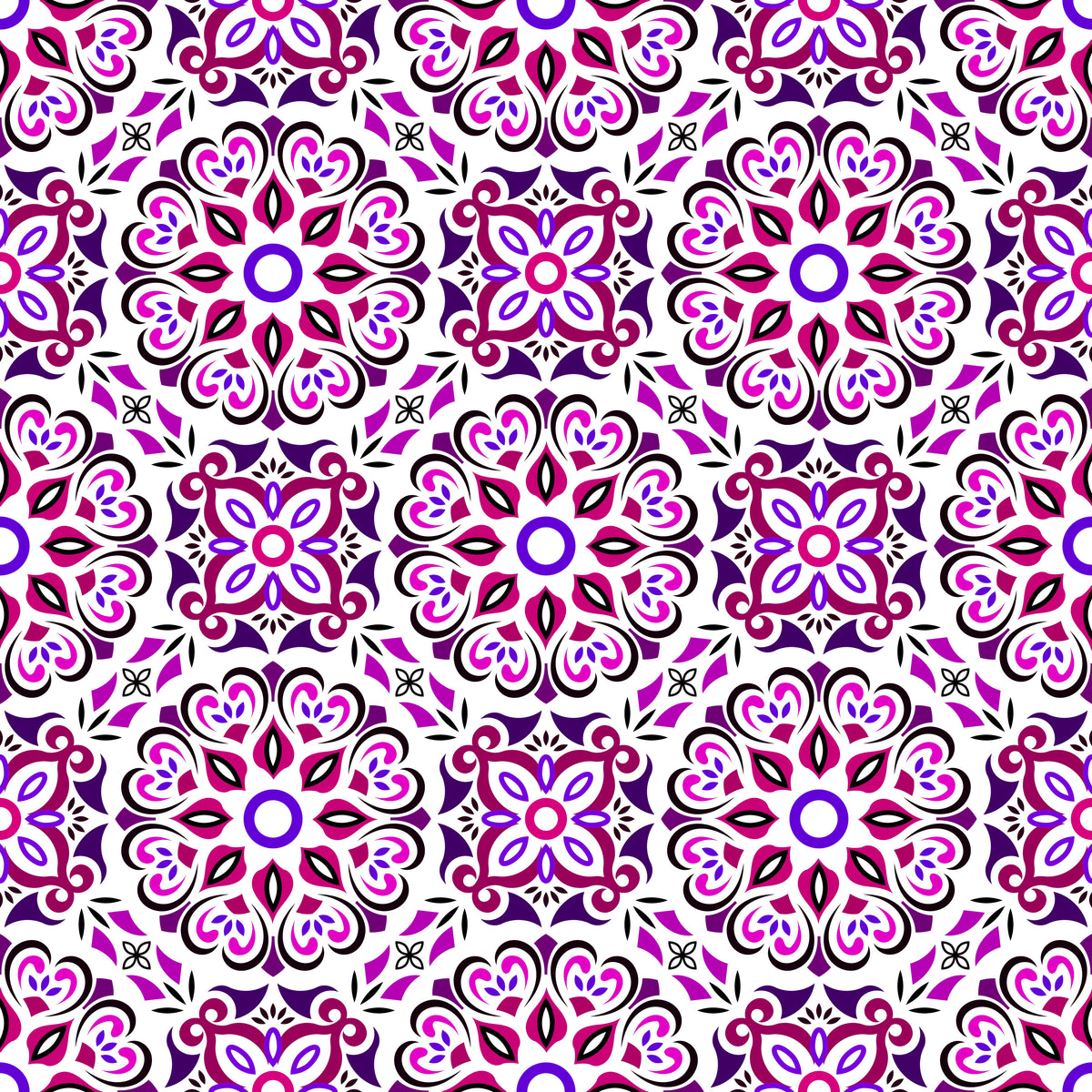 Pink - Purple Mandala Fabric - 206i