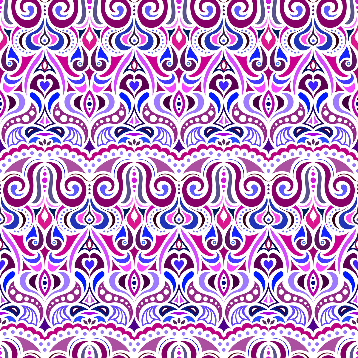 Pink - Blue - Purple Abstract Doodle Fabric 1010.2i