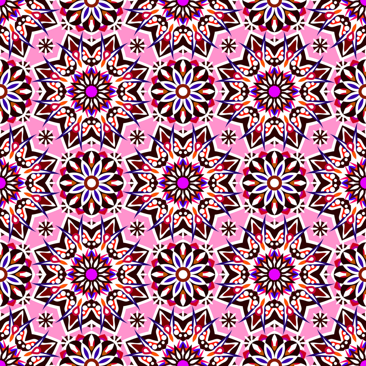 Pink - Orange - Purple Mandala Fabric - 122i