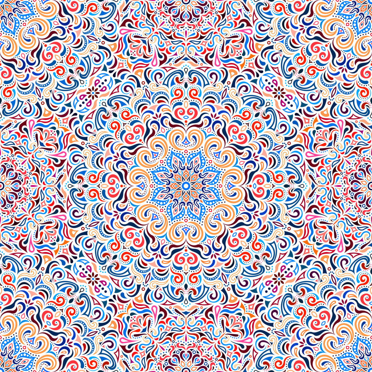 Orange - Red - Blue Mandala Fabric 2007.1i