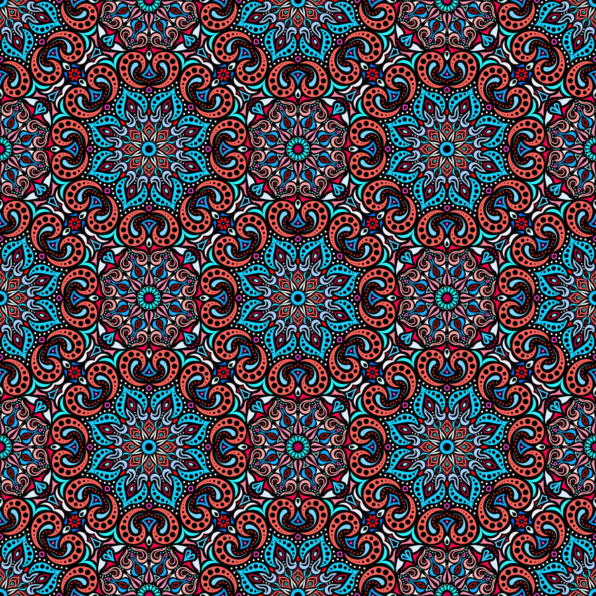 Red - Blue Mandala Fabric 2007.3