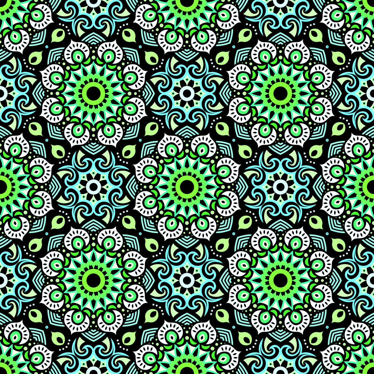 Turquoise - Green Mandala Fabric - 193