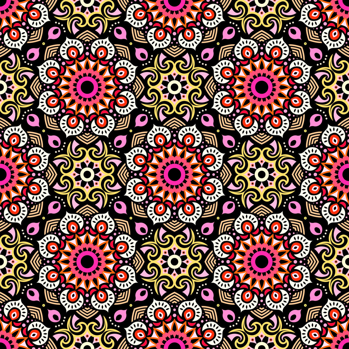 Red - Yellow - Orange Mandala Fabric - 193