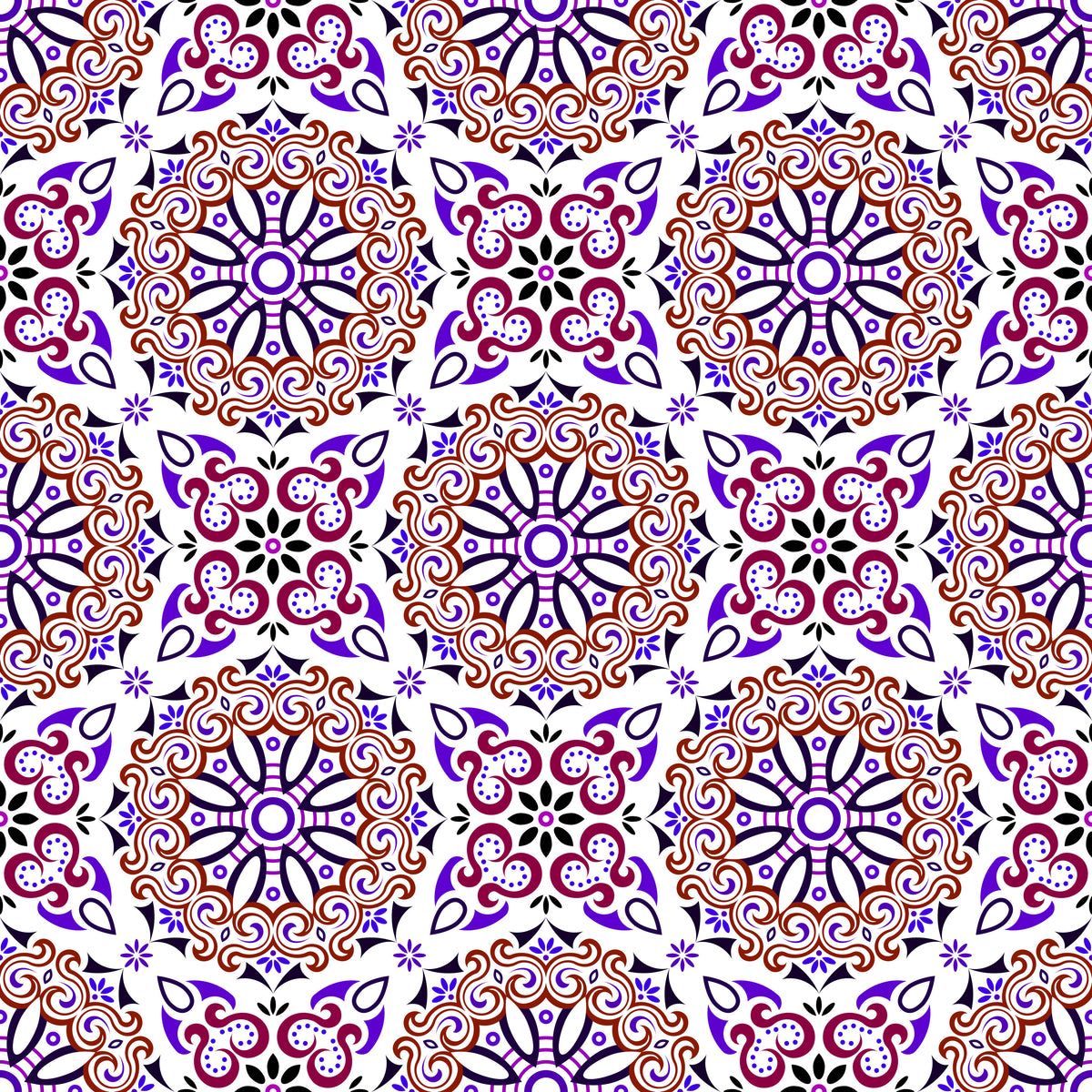 Purple - Brown Mandala Fabric - 166i