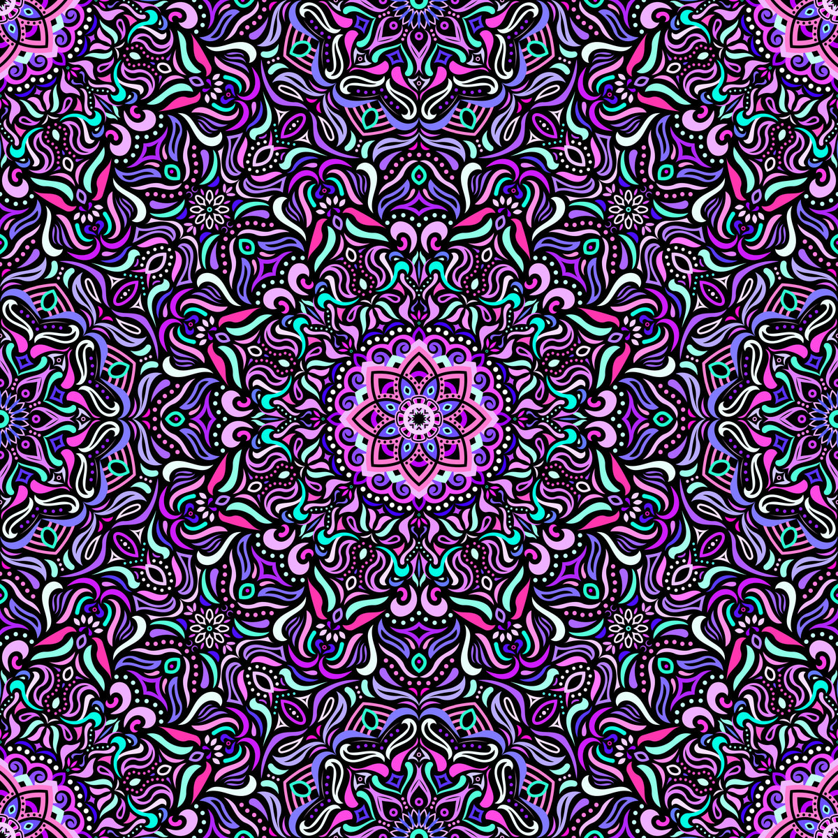 Purple - Turquoise - Pink Mandala Fabric 2009.1