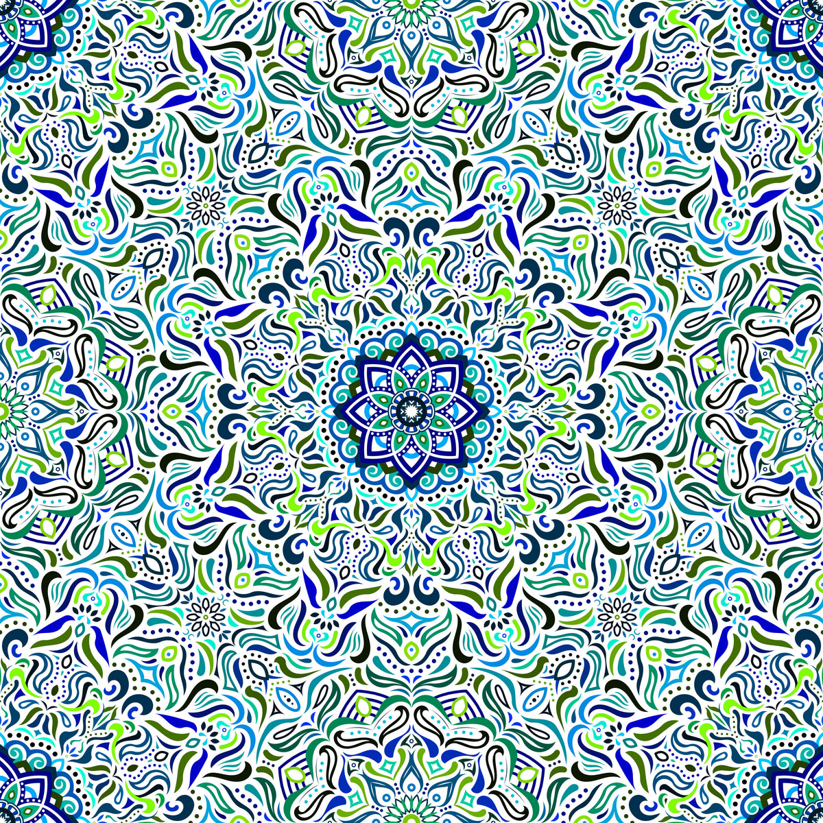Turquoise - Green - Blue Mandala Fabric 2009.1i