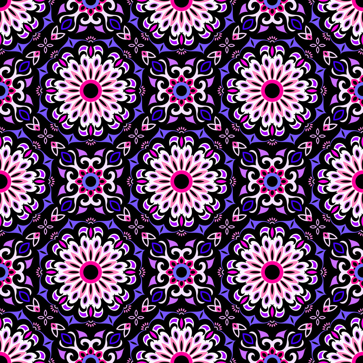 Purple - Pink Mandala Fabric - 198