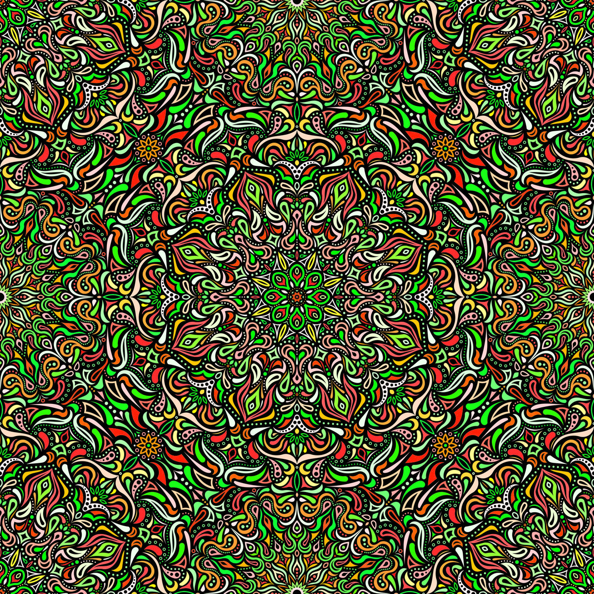 Red - Yellow - Green Mandala Fabric 2008.1