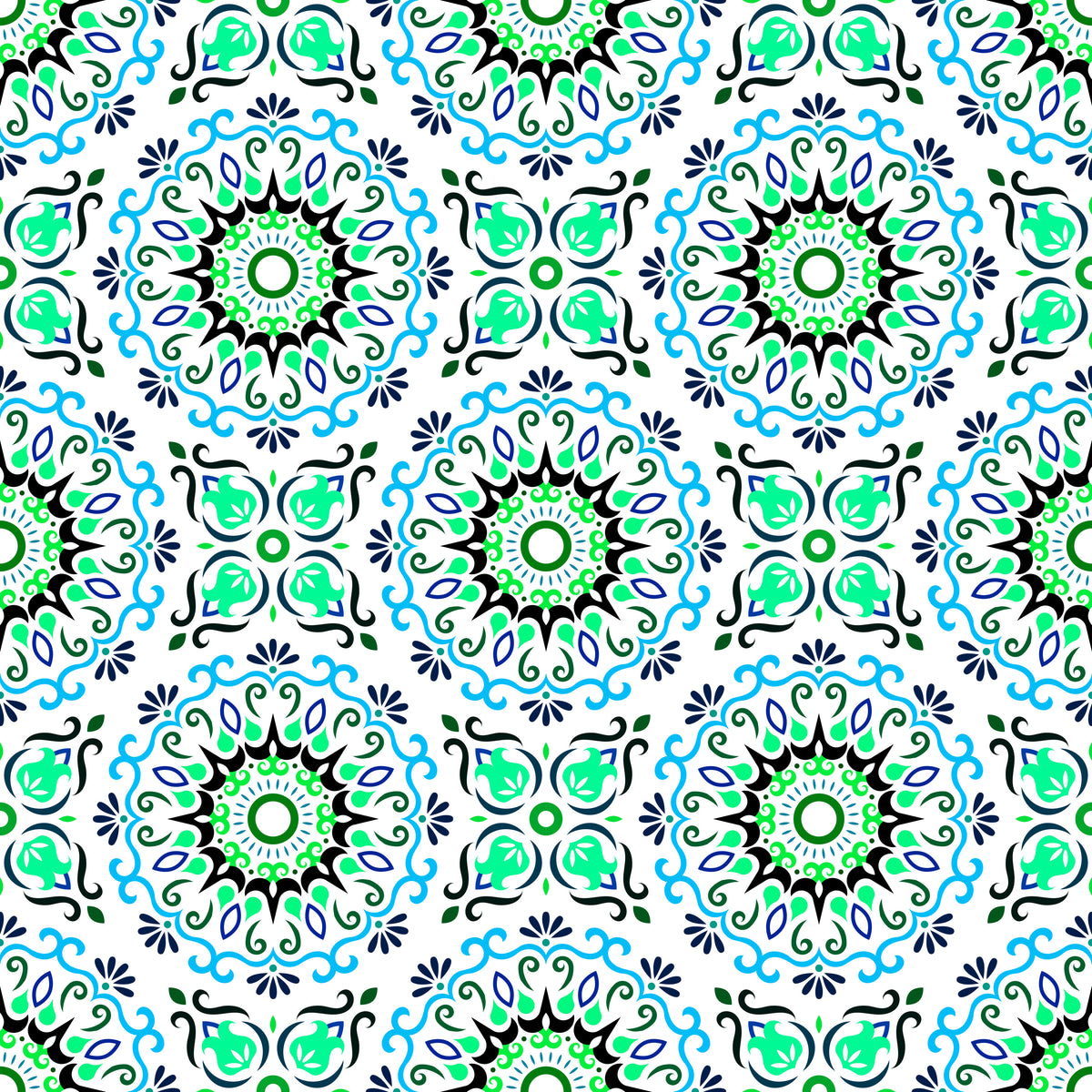 Turquoise - Blue Mandala Fabric - 174i