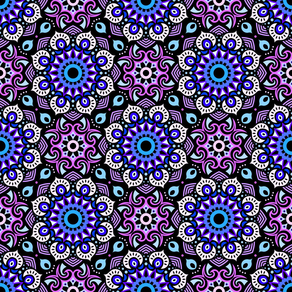 Purple - Blue Mandala Fabric - 193