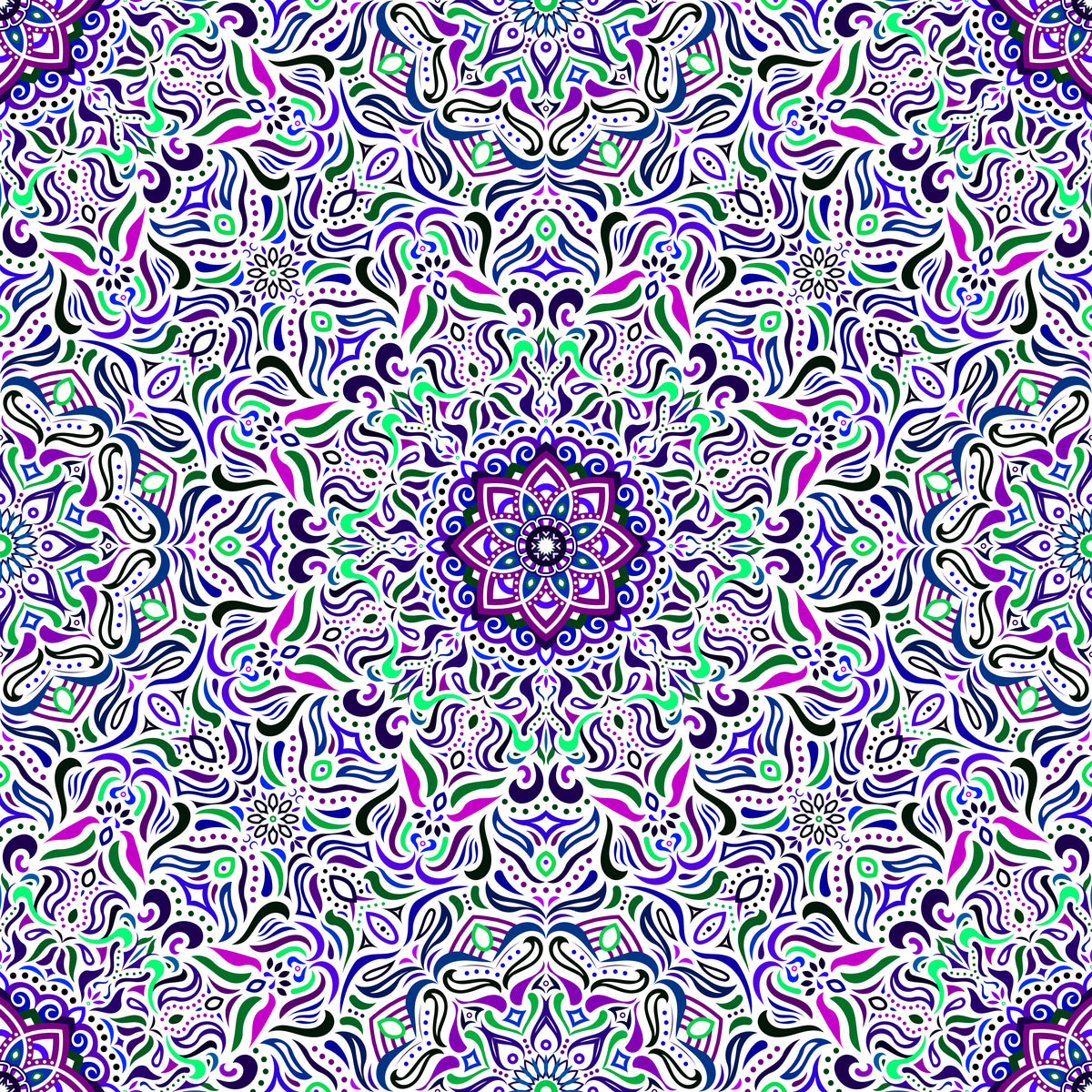 Purple - Green - Blue Mandala Fabric 2009.1i