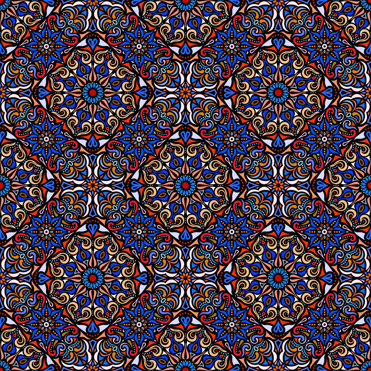 Red - Blue Mandala Fabric 2007.2