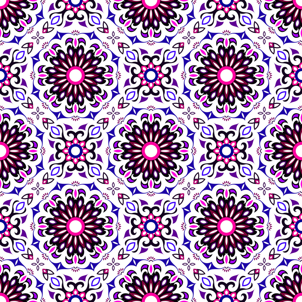 Purple - Pink Mandala Fabric - 198i