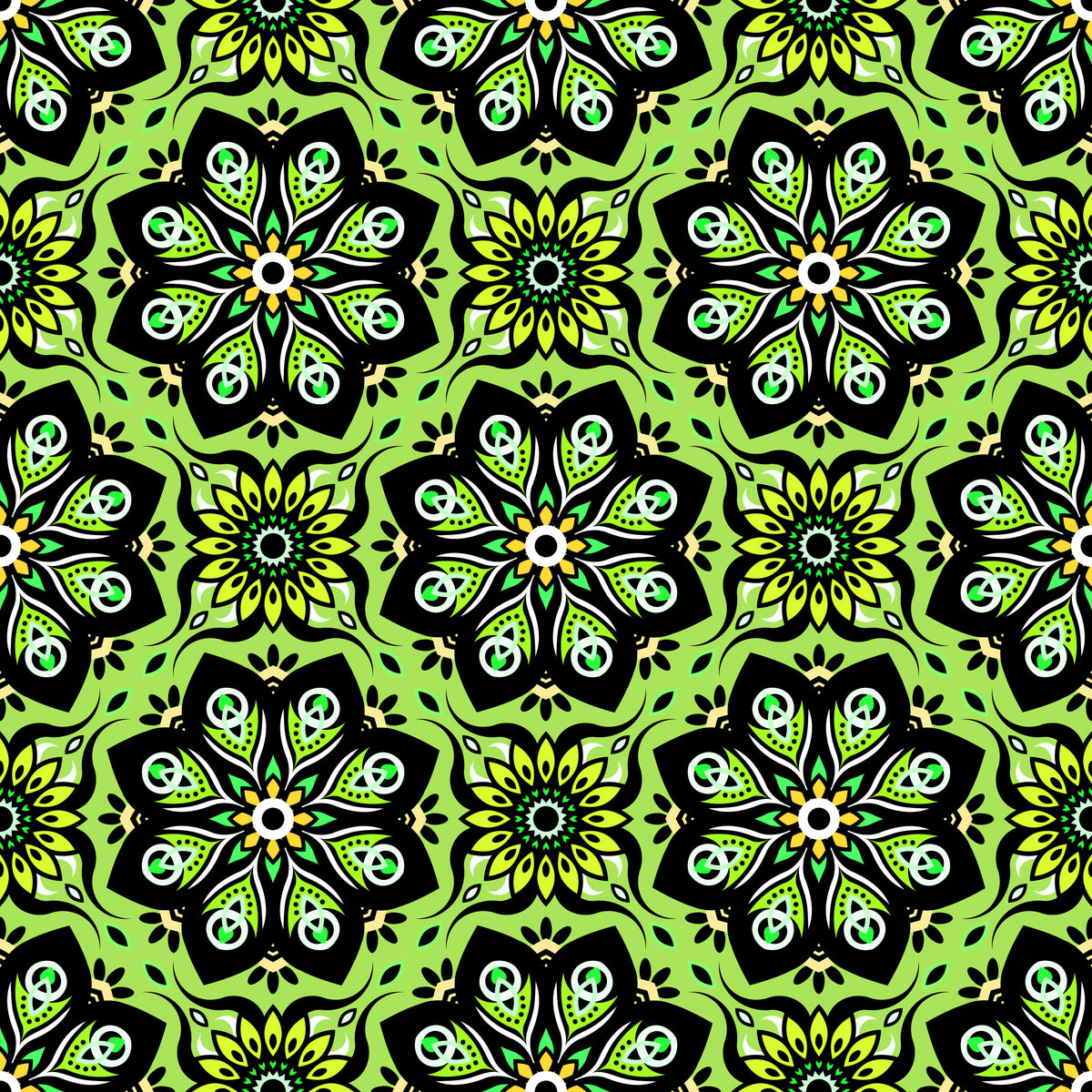 Green - Yellow Mandala Fabric - 236