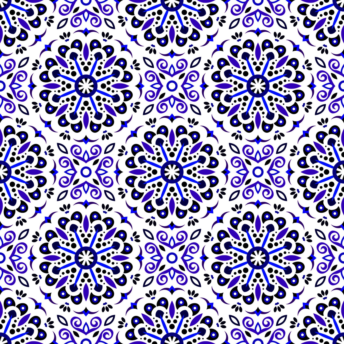 Blue Mandala Fabric - 156i