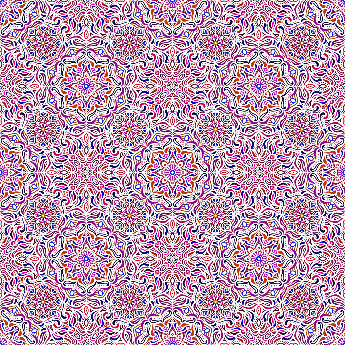 Purple - Red - Blue Mandala Fabric 2009.4i
